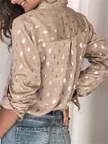 Floral Print & Polka Dot Gold Stamping Ladies Personality Blouses