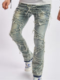 Stylish Ripped Raw Trim Stretchy Jeans for Men