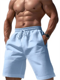 Male Knee Length Cotton Linen Drawstring Shorts