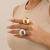 Couple Smooth Chunky Round Mushroom Bridal Rings