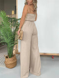 Sexy Leisure Off Shoulder Striped Wide Leg Jumpsuits for Lady