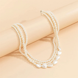 Irregular Faux Pearls Mini Beads Layered Necklaces