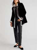 Lapel Split Velvet Blazer Coat for Women