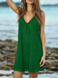 Summer Sexy Sleeveless Deep V Neck Mini Beach Dress for Lady