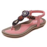 Ladies Summer Holiday Vintage Beads Elastic Band Sandals