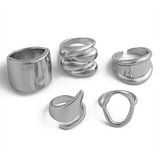 Women's 5PCS/Set Irregular Exaggerated Metal Rings