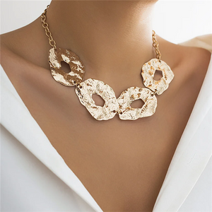 Ladies Exaggerated Irregular Cutout Circle Necklace