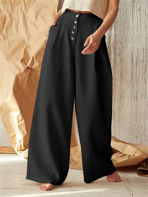 Elegant High-Rise Cotton Loose Wide Leg Pants for Women