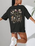 Women's Beautiful Flower Print Cozy Oversized T-shirts