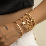 5Pcs/Set Female Gothic Metal Chain Lock Bracelets