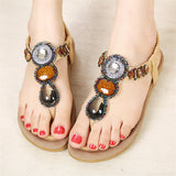 Ladies Summer Holiday Vintage Beads Elastic Band Sandals