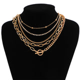 5Pcs/Set Punk Style Multilayer Iron Chain Necklace for Women