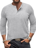 Men's Stretchy Slim Fit Casual Long Sleeve Henley Shirt