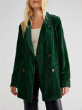 Lapel Split Velvet Blazer Coat for Women