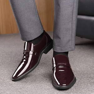 Men's Fashionable Business Glossy Patent Leather Dress Shoes