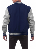 Men's Color Matching Button Up Letterman Jackets