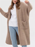 Ladies Oversized Mid-length Knit Sweater with Pockets