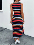 Sleeveless Striped Split Dresses for Ladies