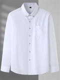 Simple Turn-Down Collar Button Up Long Sleeve Shirt for Men