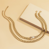 Women's 2Pcs/Set Hip Hop Gold & Silver Metal Chain Chunky Necklaces