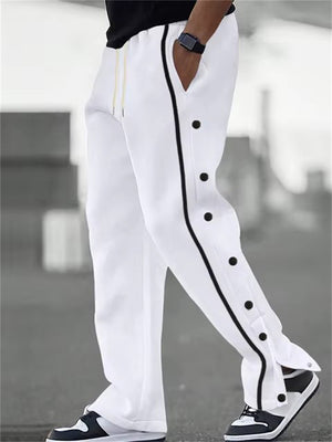 Men's Stylish Side Button Drawstring Casual Sports Pants