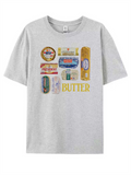 Female 90s Vintage Butter Pattern Cute Foodie T-Shirt