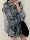 Trendy Sun-proof Clothing Tie Dye Blouses for Ladies