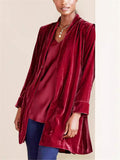 Long Sleeve Hidden Button Velvet Coats for Women