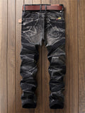 Men's Funky Vintage Distressed Straight Leg Jeans