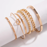 6Pcs/Set Twisted Metal Chain Beaded Bracelets for Women