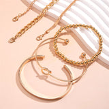 6Pcs/Set Twisted Metal Chain Beaded Bracelets for Women