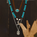 3pcs/Set Turquoise Stone Boot Crystal Pendant Necklaces