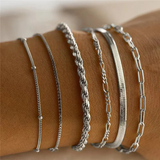 6pcs/Set Multi-layer Thin Chain Simple Bracelets