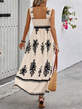 Bohemian Print Flowy Sleeveless Bustier Dress for Lady