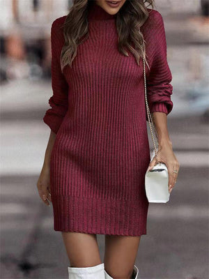 Fashion Cozy Long Sleeve Knitted Sweater Dresses for Women