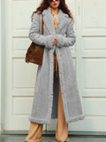 French Style Warm Plush Lapel Faux Suede Overcoats for Lady