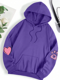 Cute Pink Heart Rabbit Printed Harajuku Hoodies for Women