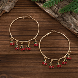 Cute Mushroom & Cherry Forest Holiday Hoop Earrings for Women