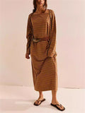 Women's Casual Vacation Loose Striped Long Dress