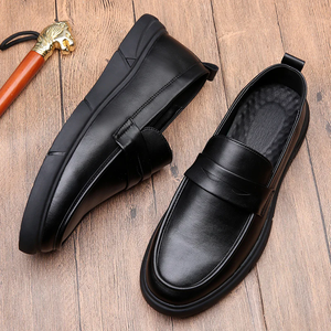 Versatile Black Round Toe Dress Shoes for Male