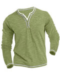 Men's Slim Fit V Neck Autumn Long Sleeve Henley Shirt