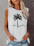 Women's Coconut Tree Printing  Sleeveless T-shirt