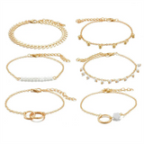 Flower Leaf Circle Fishbone Chain 6pcs/Set Bracelets