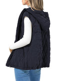 Women's Comfortable Diamond Plaid Hooded Vest Padded Coat