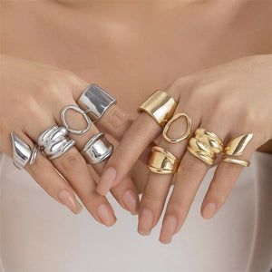 Women's 5PCS/Set Irregular Exaggerated Metal Rings