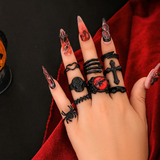 9pcs/Set Spider Devil Eye Skull Cross Halloween Rings