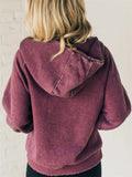 Loose Fit Half-zipper Washed Hoodies for Ladies