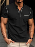 Male Casual Short-sleeved Collarless Pullover Shirt