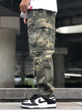 Men's Oversized Camouflage Tactical Pants with Patch Pocket