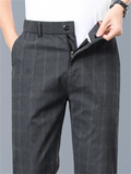 Men's Fashionable Regular Fit Checked Dress Pants